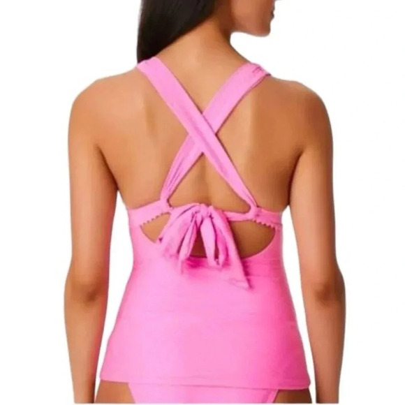 NWT Jessica Simpson Femme Pretty in Pique Strappy Back Swim Tankini Top Size S - Picture 2 of 9